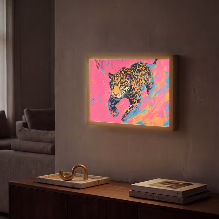 Lightbox - Wandlamp - Luipaard - Roze - Oranje - Blauw - Verf — 2