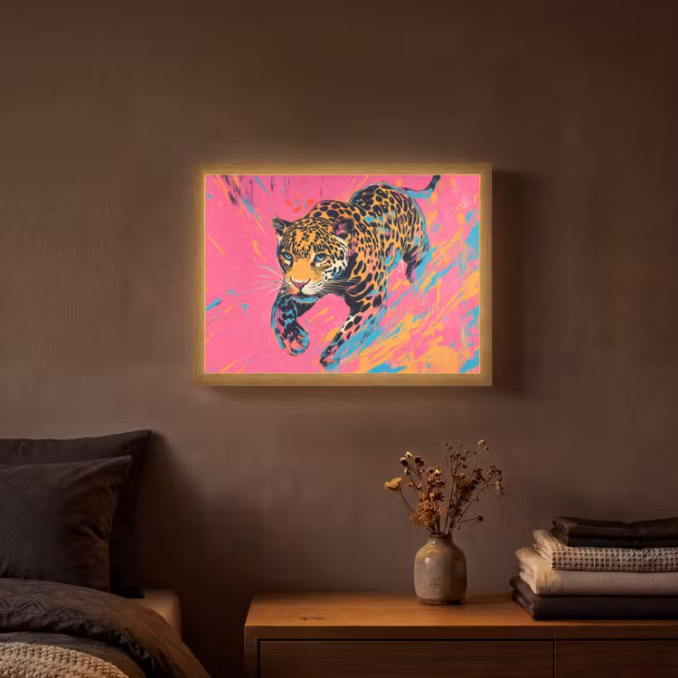 Lightbox - Wandlamp - Luipaard - Roze - Oranje - Blauw - Verf — 3