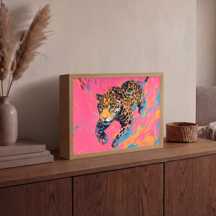 Lightbox - Wandlamp - Luipaard - Roze - Oranje - Blauw - Verf — 4