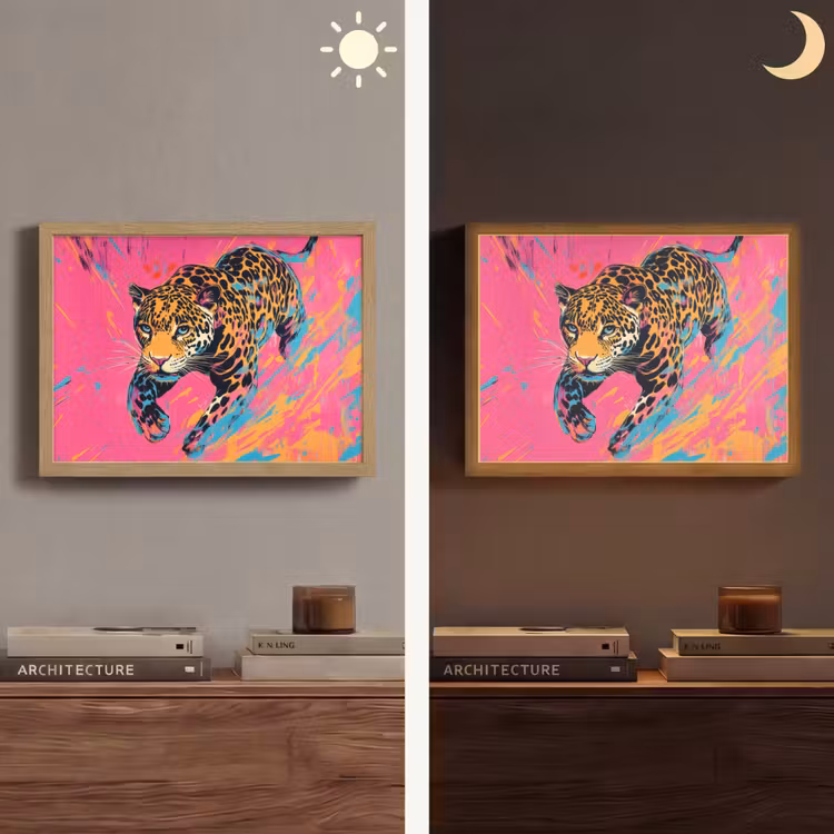 Lightbox - Wandlamp - Luipaard - Roze - Oranje - Blauw - Verf — 6
