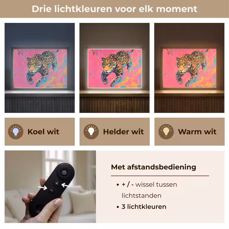 Lightbox - Wandlamp - Luipaard - Roze - Oranje - Blauw - Verf — 8