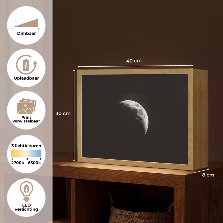 Lightbox - Wandlamp - Maan - Hemel - Zwart - Schaduw — 10