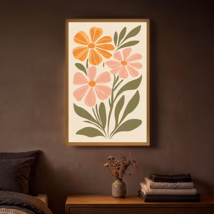 Lightbox - Wandlamp - Minimalistisch - Bloemen - Bladeren - Roze — 3