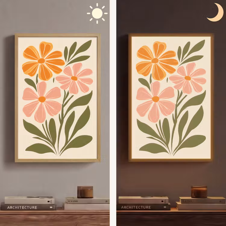 Lightbox - Wandlamp - Minimalistisch - Bloemen - Bladeren - Roze — 6
