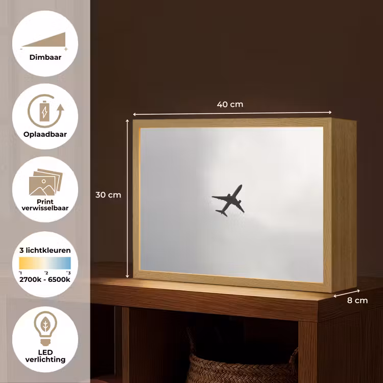 Lightbox - Wandlamp - Minimalistisch - Silhouet - Zwart - Vliegtuig — 10
