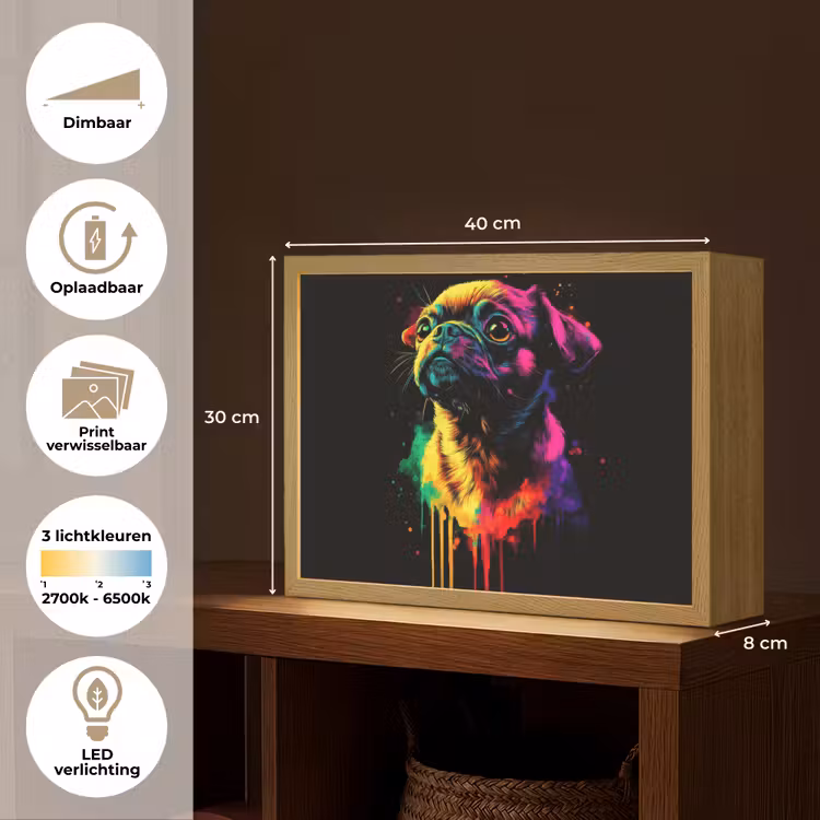 Lightbox - Wandlamp - Puck - Hond - Verf - Kleuren — 10