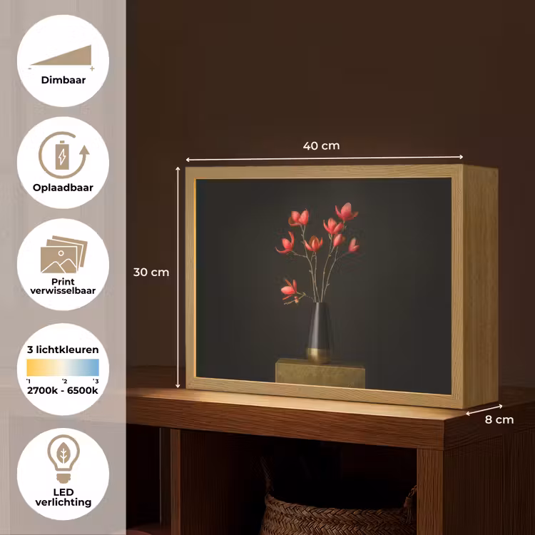 Lightbox - Wandlamp - Rode - Bloemen - Vaas — 10