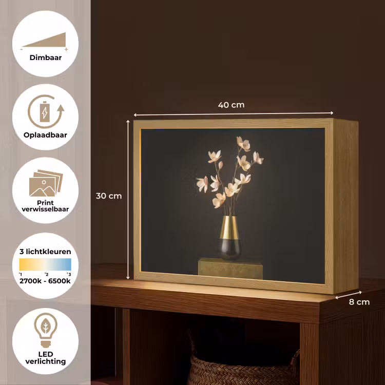 Lightbox - Wandlamp - Sierlijk - Boeket - Goud - Vaas — 10