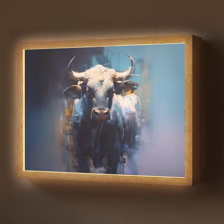 Lightbox - Wandlamp - Stier - Zwart - Abstract - Horens — 1