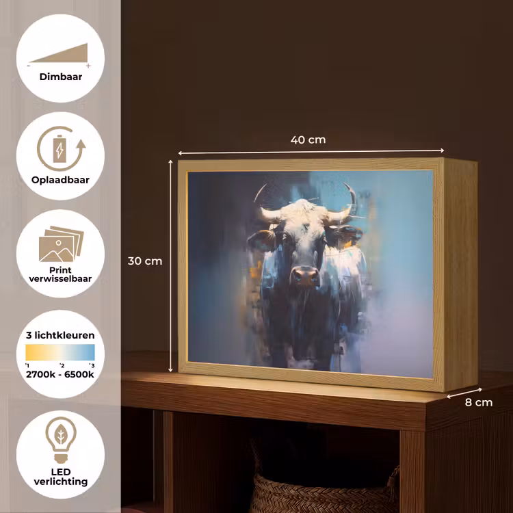 Lightbox - Wandlamp - Stier - Zwart - Abstract - Horens — 10