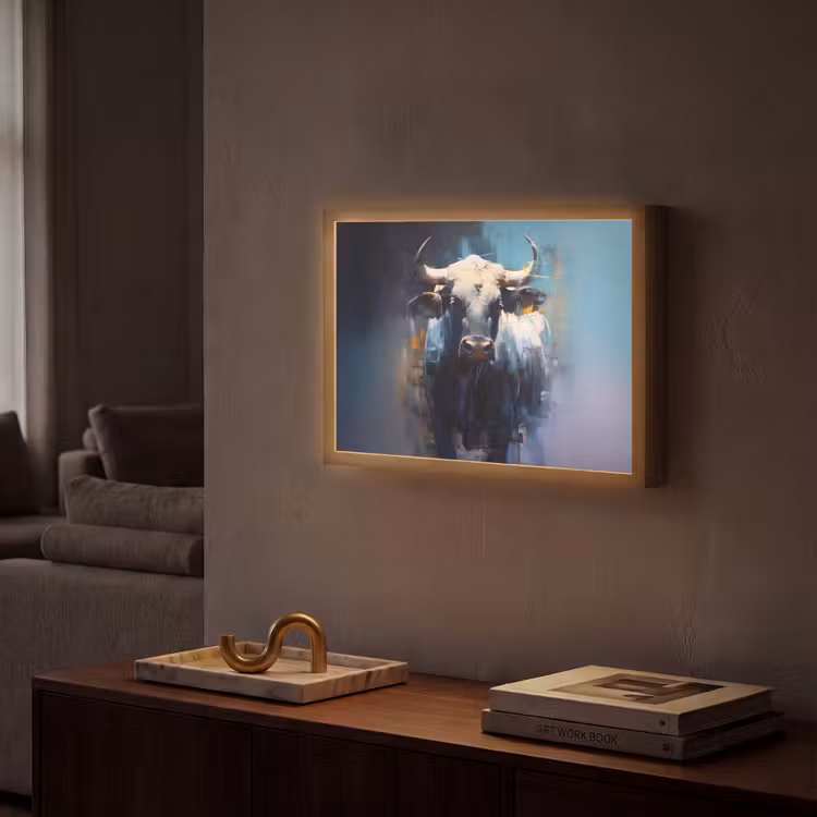 Lightbox - Wandlamp - Stier - Zwart - Abstract - Horens — 2
