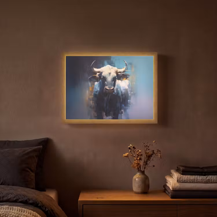 Lightbox - Wandlamp - Stier - Zwart - Abstract - Horens — 3