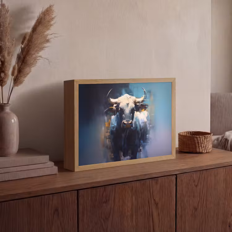 Lightbox - Wandlamp - Stier - Zwart - Abstract - Horens — 4