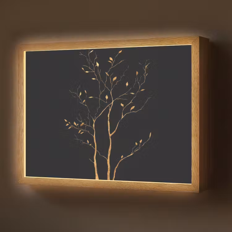 Lightbox - Wandlamp - Takken - Blaadjes - Zwart — 1