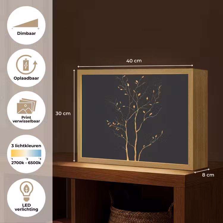 Lightbox - Wandlamp - Takken - Blaadjes - Zwart — 10