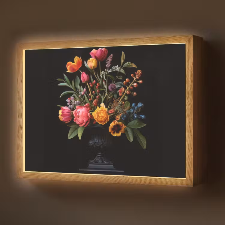 Lightbox - Wandlamp - Tulpen - Bessen - Boeket - Vaas — 1