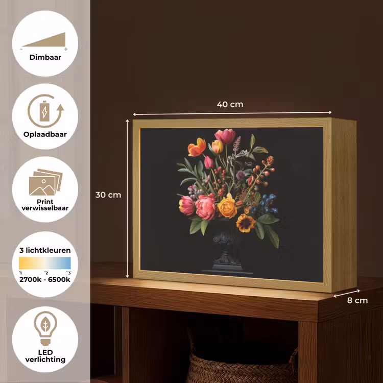 Lightbox - Wandlamp - Tulpen - Bessen - Boeket - Vaas — 10