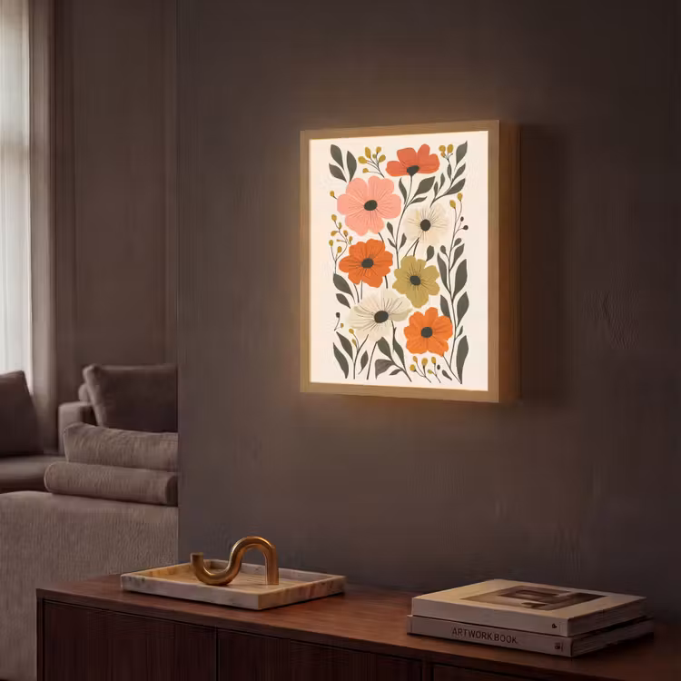 Lightbox - Wandlamp - Veldbloemen - Stengels - Blaadjes - Groen — 2