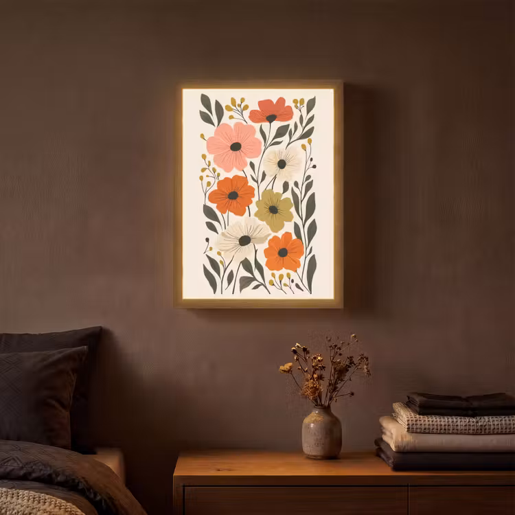 Lightbox - Wandlamp - Veldbloemen - Stengels - Blaadjes - Groen — 3