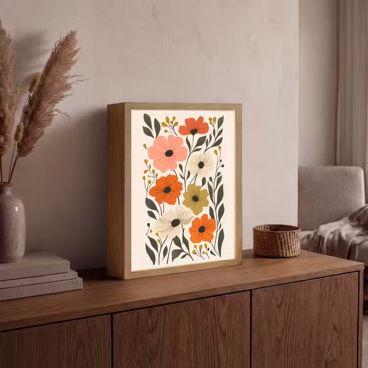 Lightbox - Wandlamp - Veldbloemen - Stengels - Blaadjes - Groen — 4