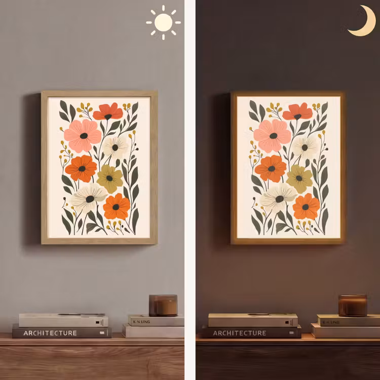 Lightbox - Wandlamp - Veldbloemen - Stengels - Blaadjes - Groen — 5