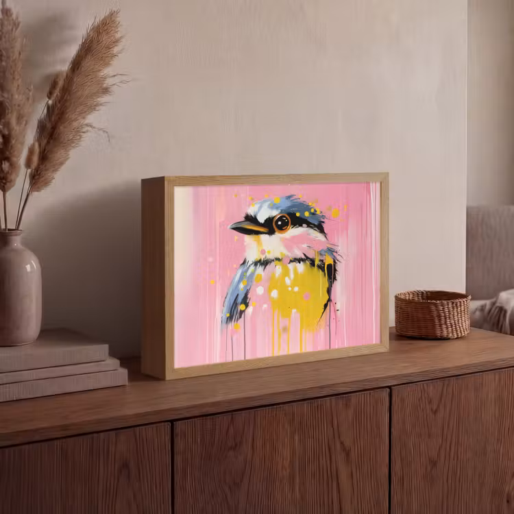 Lightbox - Wandlamp - Vogel - Roze - Geel - Blauw — 4