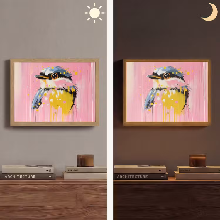 Lightbox - Wandlamp - Vogel - Roze - Geel - Blauw — 6
