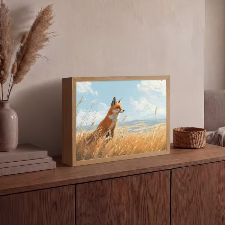 Lightbox - Wandlamp - Vos - Gras - Wolken - Oranje — 4