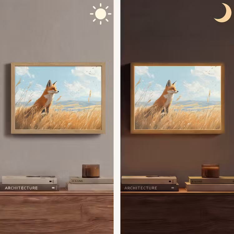 Lightbox - Wandlamp - Vos - Gras - Wolken - Oranje — 6