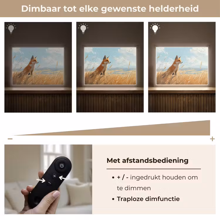 Lightbox - Wandlamp - Vos - Gras - Wolken - Oranje — 9