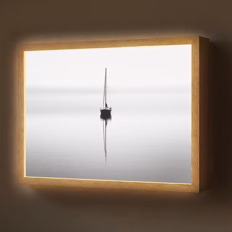 Lightbox - Wandlamp - Zeilboot - Zwart - Water - Silhouet — 1