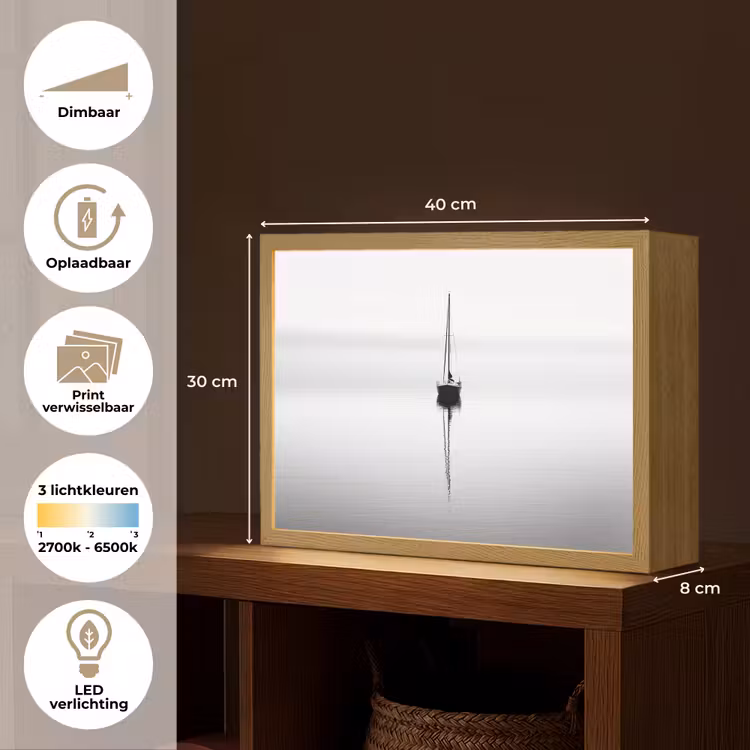 Lightbox - Wandlamp - Zeilboot - Zwart - Water - Silhouet — 10