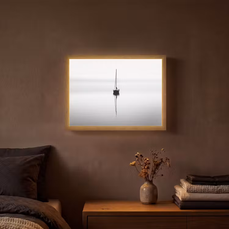 Lightbox - Wandlamp - Zeilboot - Zwart - Water - Silhouet — 3