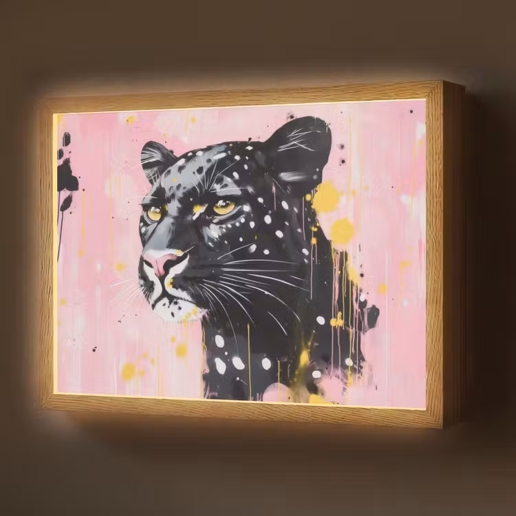 Lightbox - Wandlamp - Zwart - Panter - Roze - Abstract — 1