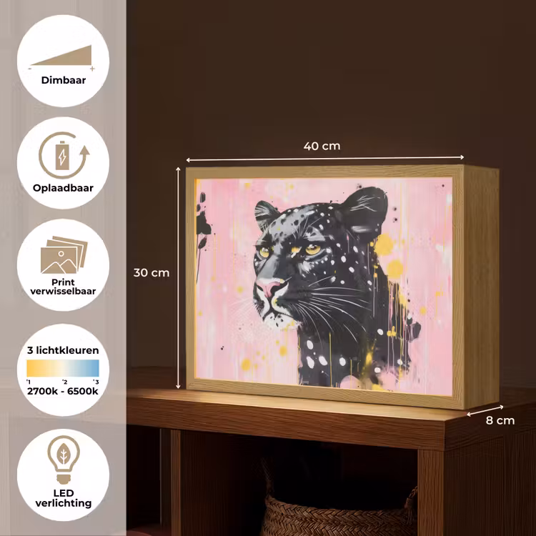 Lightbox - Wandlamp - Zwart - Panter - Roze - Abstract — 10