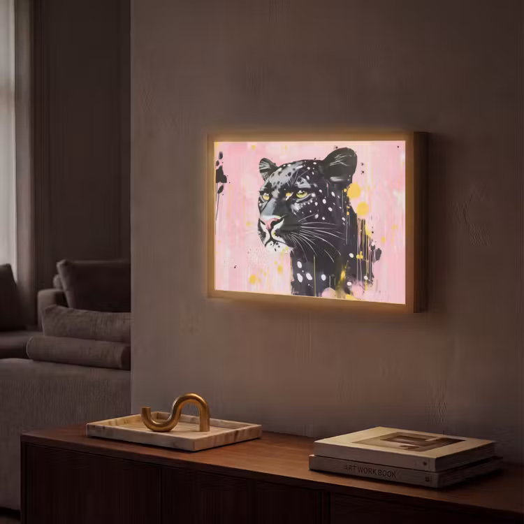 Lightbox - Wandlamp - Zwart - Panter - Roze - Abstract — 2