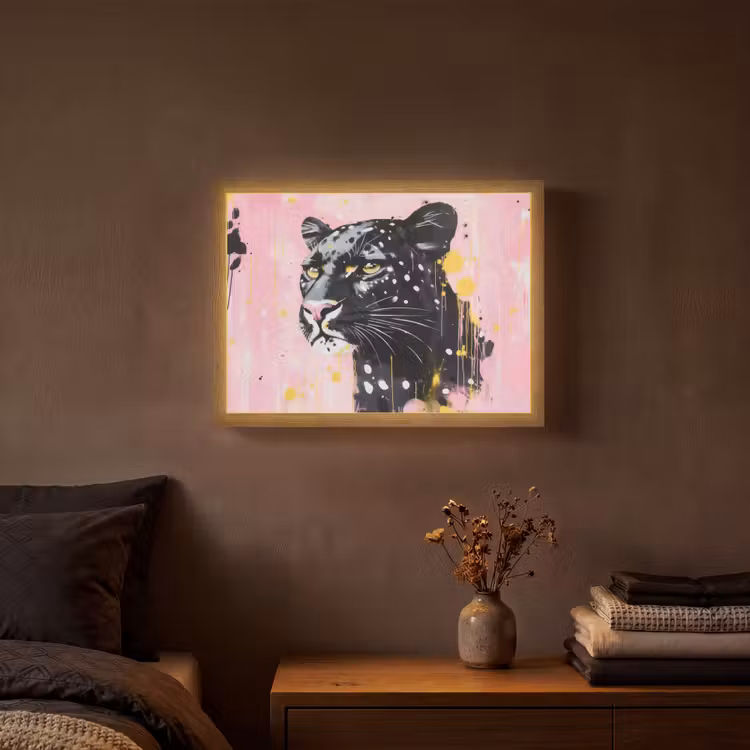 Lightbox - Wandlamp - Zwart - Panter - Roze - Abstract — 3