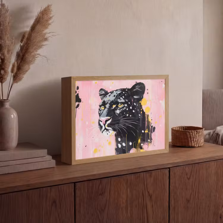 Lightbox - Wandlamp - Zwart - Panter - Roze - Abstract — 4