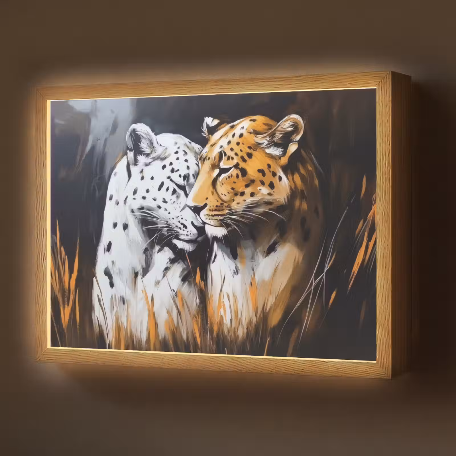 Lightbox - Wandlamp - Luipaard - Oranje - Wit - Gras — 1