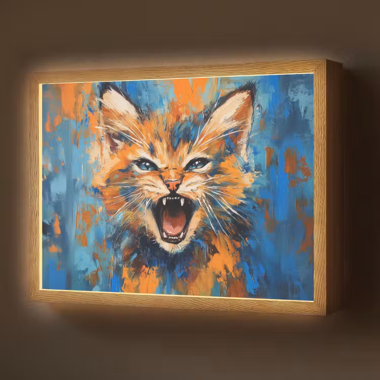 Lightbox - Wandlamp - Kat - Kleurrijk - Oranje - Blauw — 1