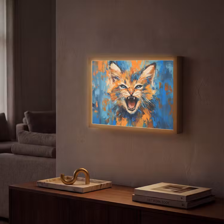 Lightbox - Wandlamp - Kat - Kleurrijk - Oranje - Blauw — 2