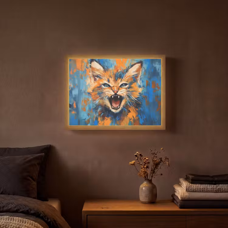 Lightbox - Wandlamp - Kat - Kleurrijk - Oranje - Blauw — 3