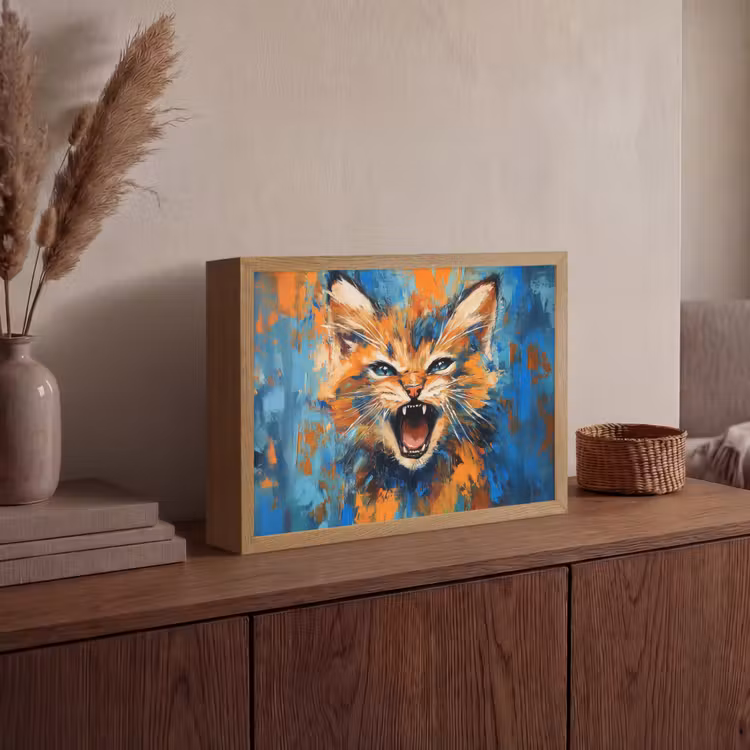 Lightbox - Wandlamp - Kat - Kleurrijk - Oranje - Blauw — 4
