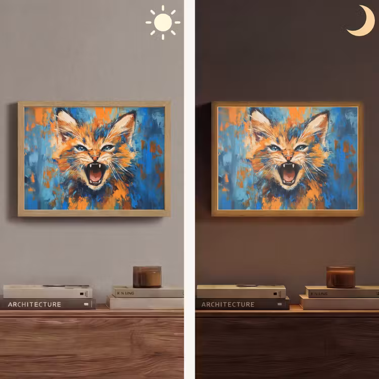 Lightbox - Wandlamp - Kat - Kleurrijk - Oranje - Blauw — 6