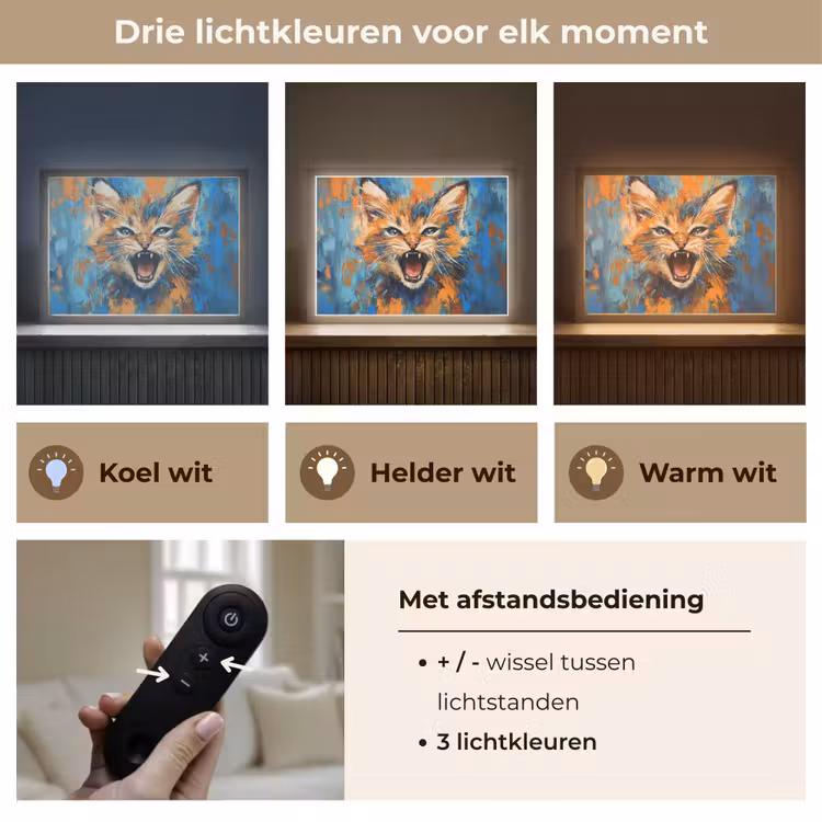 Lightbox - Wandlamp - Kat - Kleurrijk - Oranje - Blauw — 8