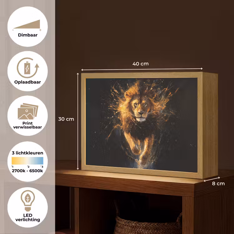 Lightbox - Wandlamp - Leeuw - Zwart - Oranje - Verf — 10