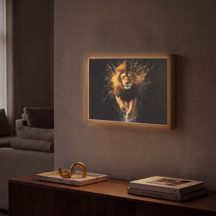Lightbox - Wandlamp - Leeuw - Zwart - Oranje - Verf — 2