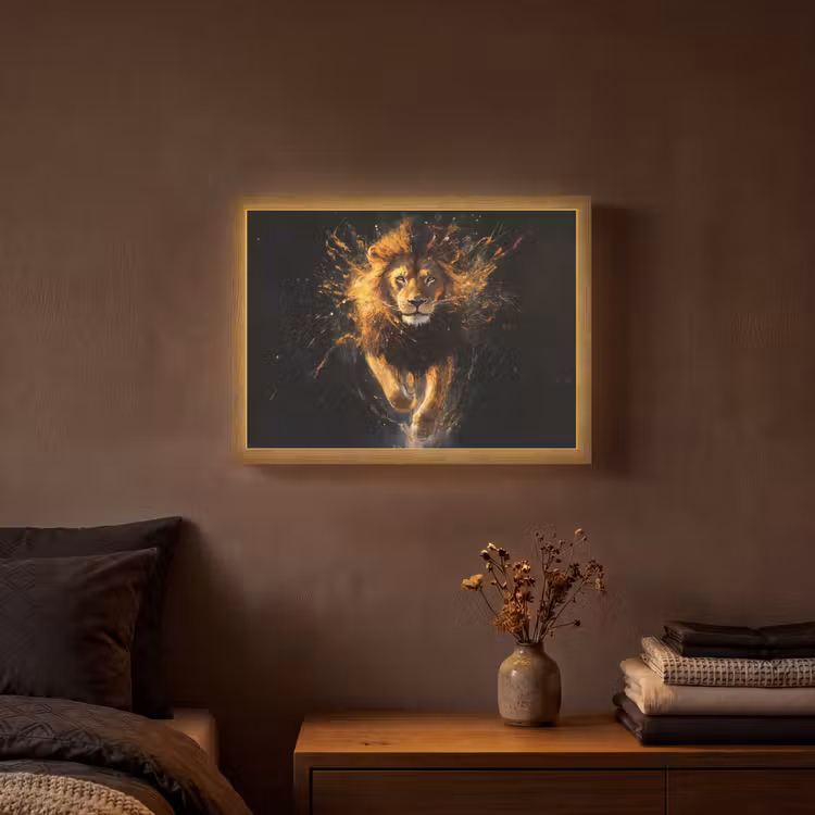 Lightbox - Wandlamp - Leeuw - Zwart - Oranje - Verf — 3