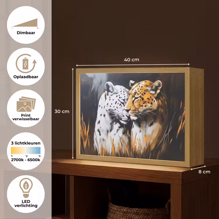 Lightbox - Wandlamp - Luipaard - Oranje - Wit - Gras — 10