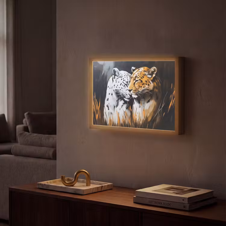 Lightbox - Wandlamp - Luipaard - Oranje - Wit - Gras — 2